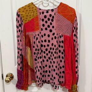 Blank London Colorful Patchwork Blouse with Polka Dots